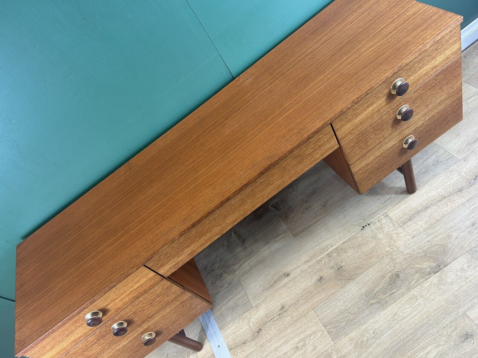 Retro Vintage Mid Century Teak Desk By Avalon Furniture-Courier