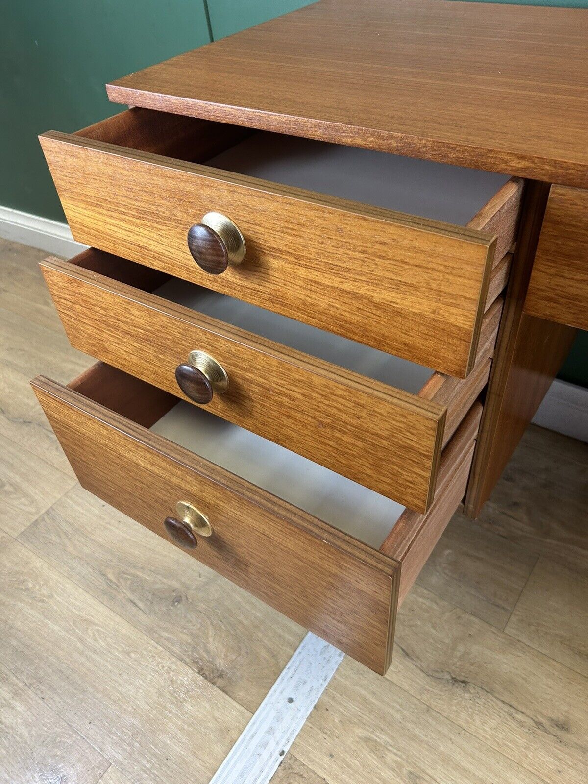 Retro Vintage Mid Century Teak Desk By Avalon Furniture-Courier