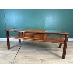 Retro Vintage Mid Century Teak G Plan Glass Top Coffee Table-Courier