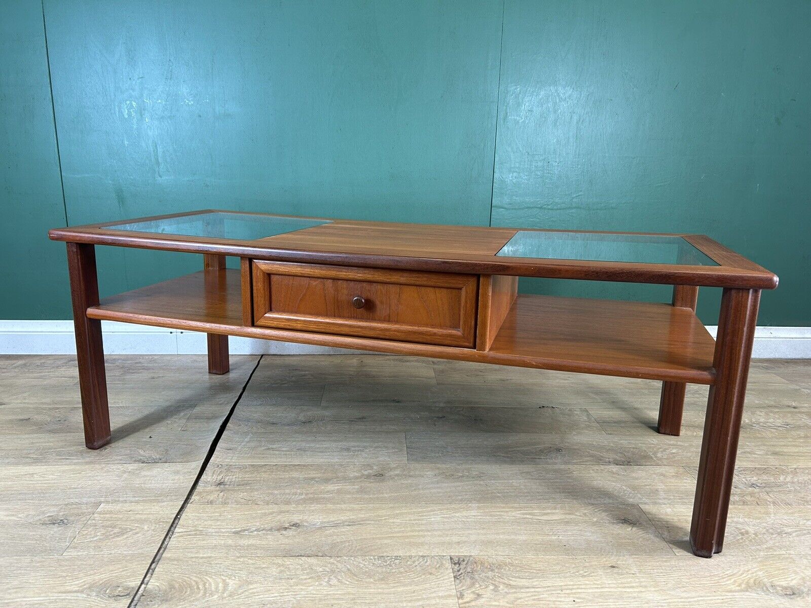 Retro Vintage Mid Century Teak G Plan Glass Top Coffee Table-Courier