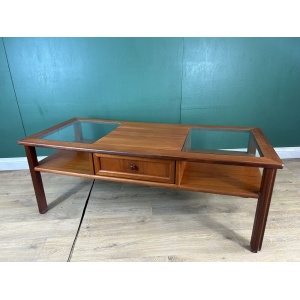 Retro Vintage Mid Century Teak G Plan Glass Top Coffee Table-Courier