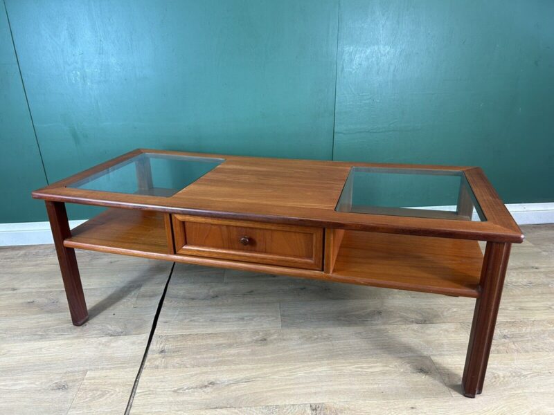 Retro Vintage Mid Century Teak G Plan Glass Top Coffee Table-Courier