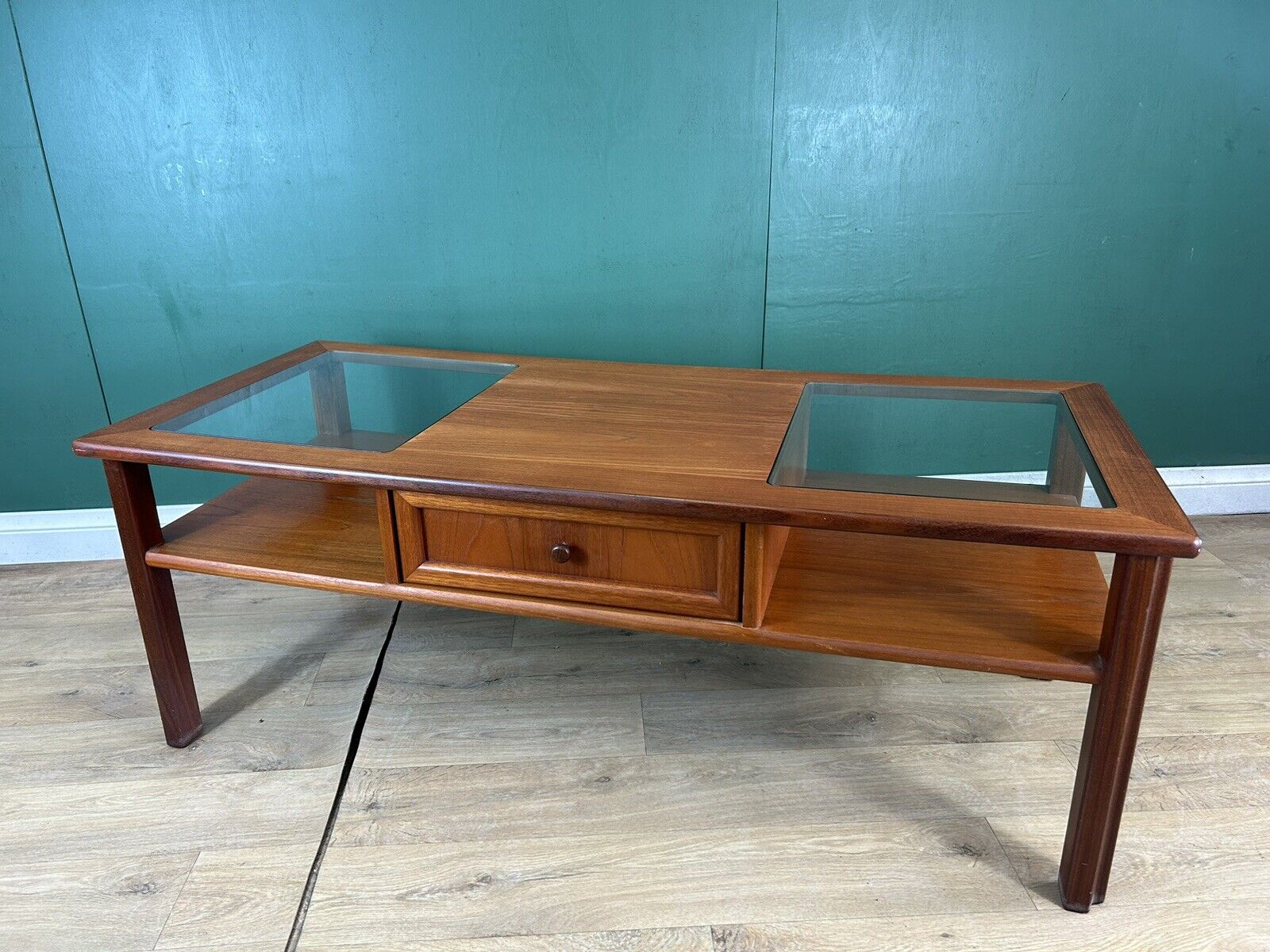 Retro Vintage Mid Century Teak G Plan Glass Top Coffee Table-Courier
