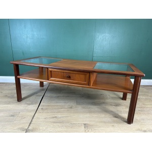 Retro Vintage Mid Century Teak G Plan Glass Top Coffee Table-Courier