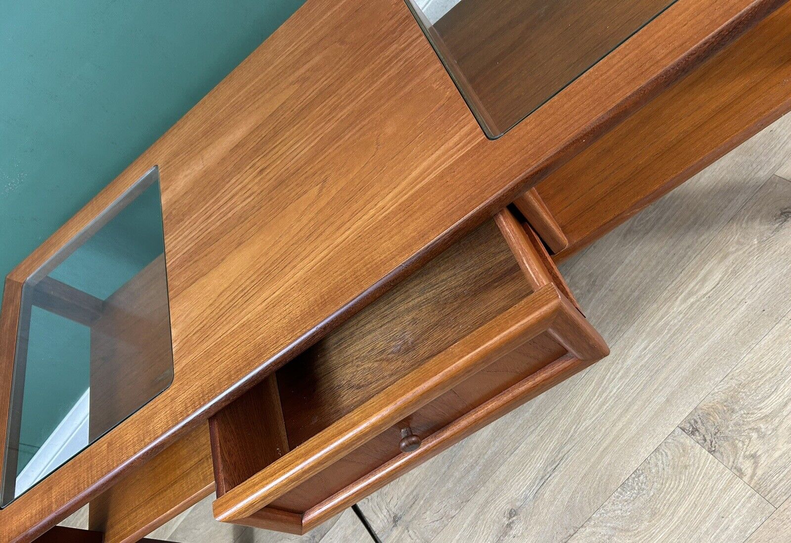 Retro Vintage Mid Century Teak G Plan Glass Top Coffee Table-Courier