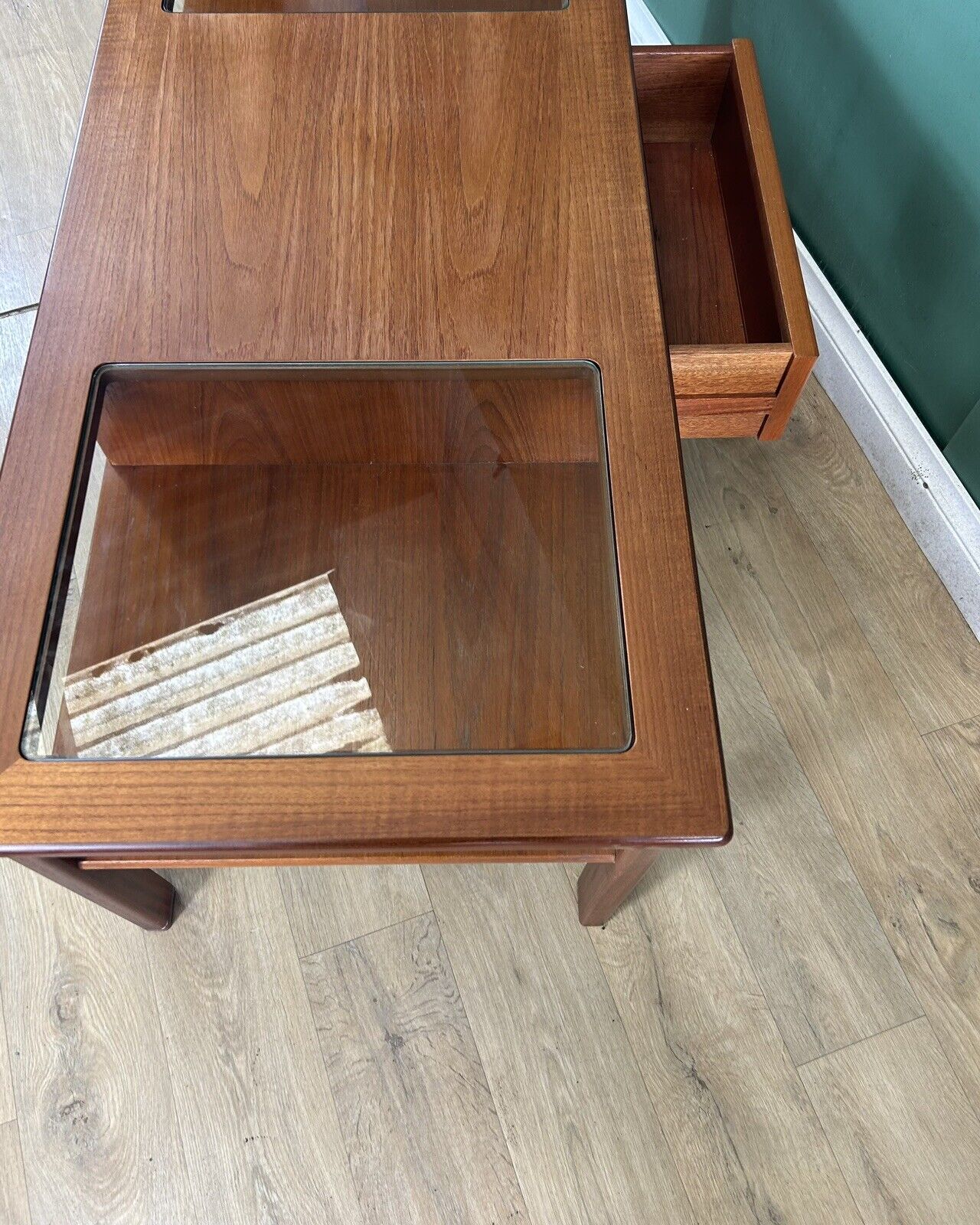 Retro Vintage Mid Century Teak G Plan Glass Top Coffee Table-Courier