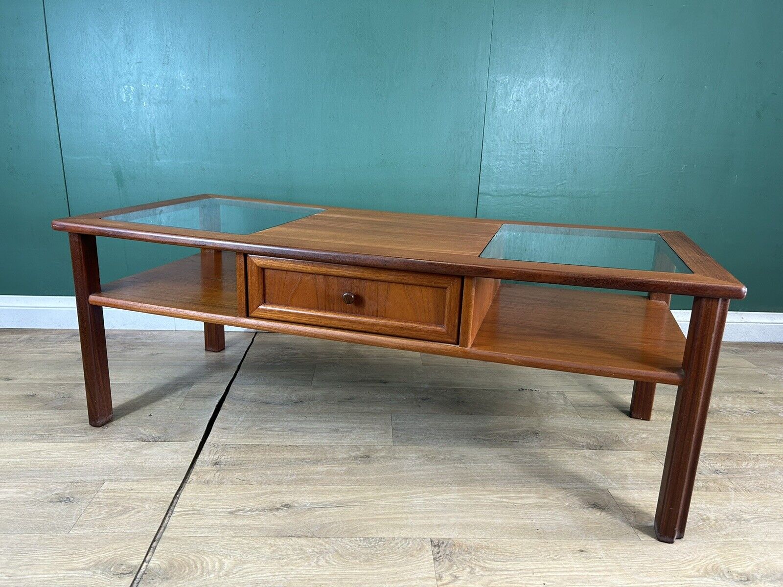 Retro Vintage Mid Century Teak G Plan Glass Top Coffee Table-Courier