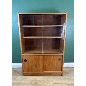 Retro Vintage Mid Century Teak Glass Display Cabinet-Courier