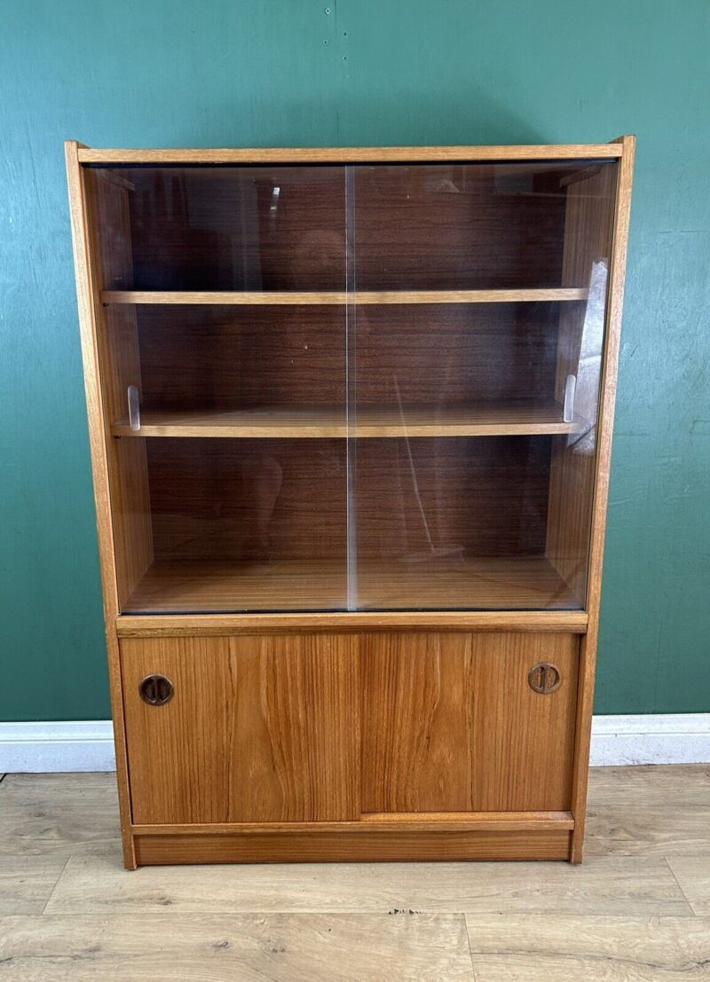 Retro Vintage Mid Century Teak Glass Display Cabinet-Courier