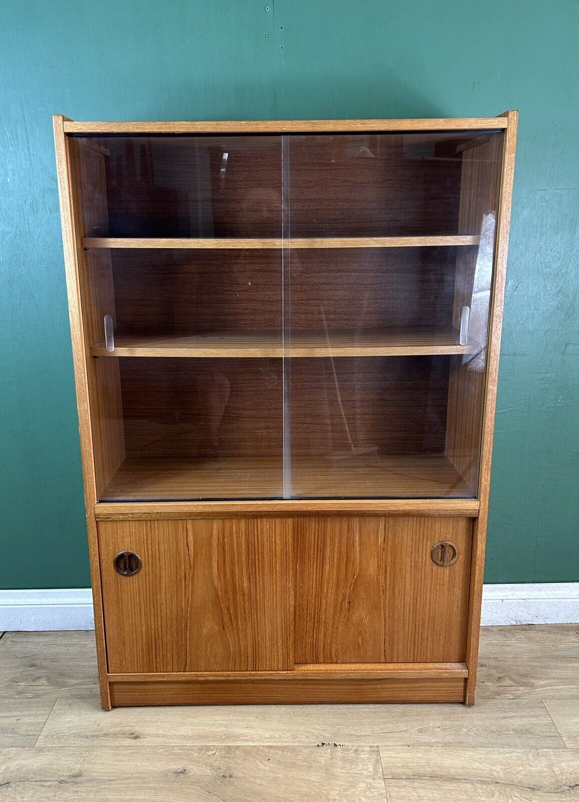 Retro Vintage Mid Century Teak Glass Display Cabinet-Courier