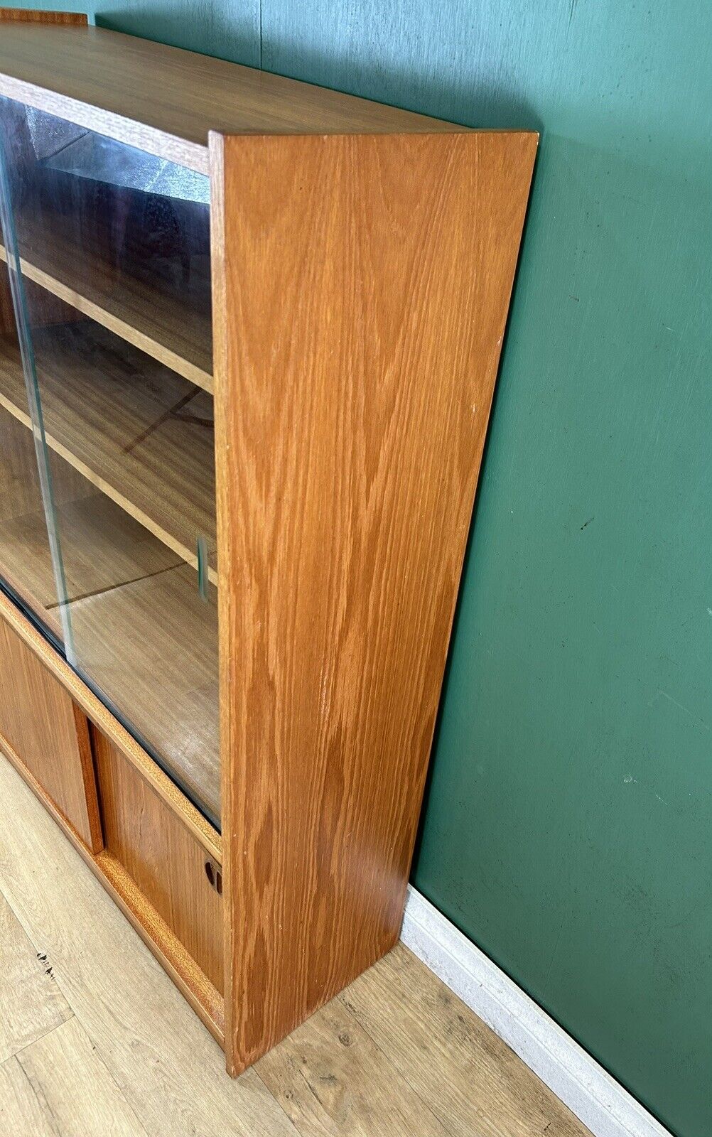 Retro Vintage Mid Century Teak Glass Display Cabinet-Courier