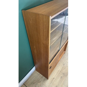Retro Vintage Mid Century Teak Glass Display Cabinet-Courier