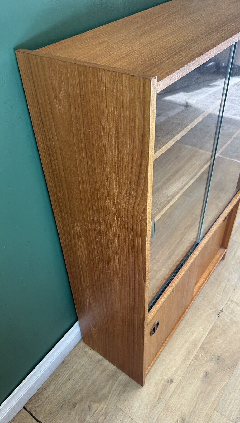 Retro Vintage Mid Century Teak Glass Display Cabinet-Courier