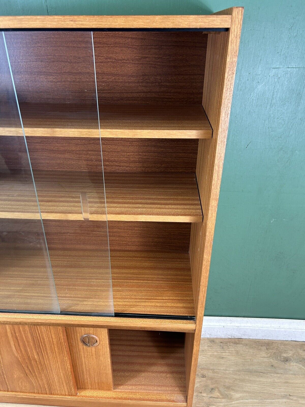 Retro Vintage Mid Century Teak Glass Display Cabinet-Courier
