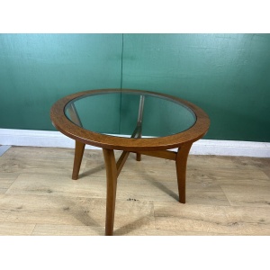 Retro Vintage Mid Century Teak Glass Top Coffee Table By Stonehill -Courier
