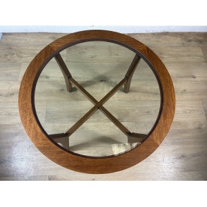 Retro Vintage Mid Century Teak Glass Top Coffee Table By Stonehill -Courier