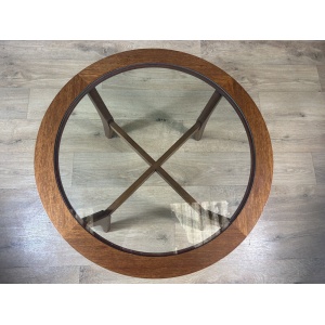 Retro Vintage Mid Century Teak Glass Top Coffee Table By Stonehill -Courier
