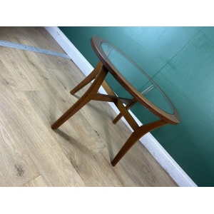 Retro Vintage Mid Century Teak Glass Top Coffee Table By Stonehill -Courier