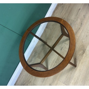 Retro Vintage Mid Century Teak Glass Top Coffee Table By Stonehill -Courier