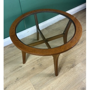 Retro Vintage Mid Century Teak Glass Top Coffee Table By Stonehill -Courier