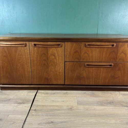 Retro Vintage Mid Century Teak Low Sideboard By Meredew Furniture-Courier