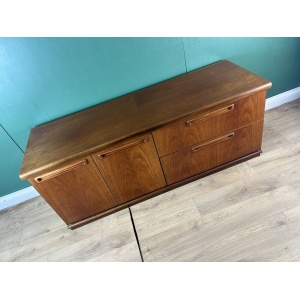 Retro Vintage Mid Century Teak Low Sideboard By Meredew Furniture-Courier