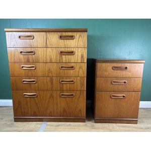 Retro Vintage Mid Century Teak Pair Of Two Chest Of Drawers By Meredew-Courier