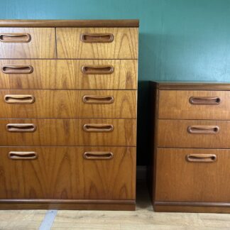 Retro Vintage Mid Century Teak Pair Of Two Chest Of Drawers By Meredew-Courier