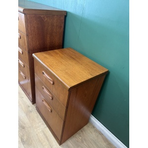 Retro Vintage Mid Century Teak Pair Of Two Chest Of Drawers By Meredew-Courier