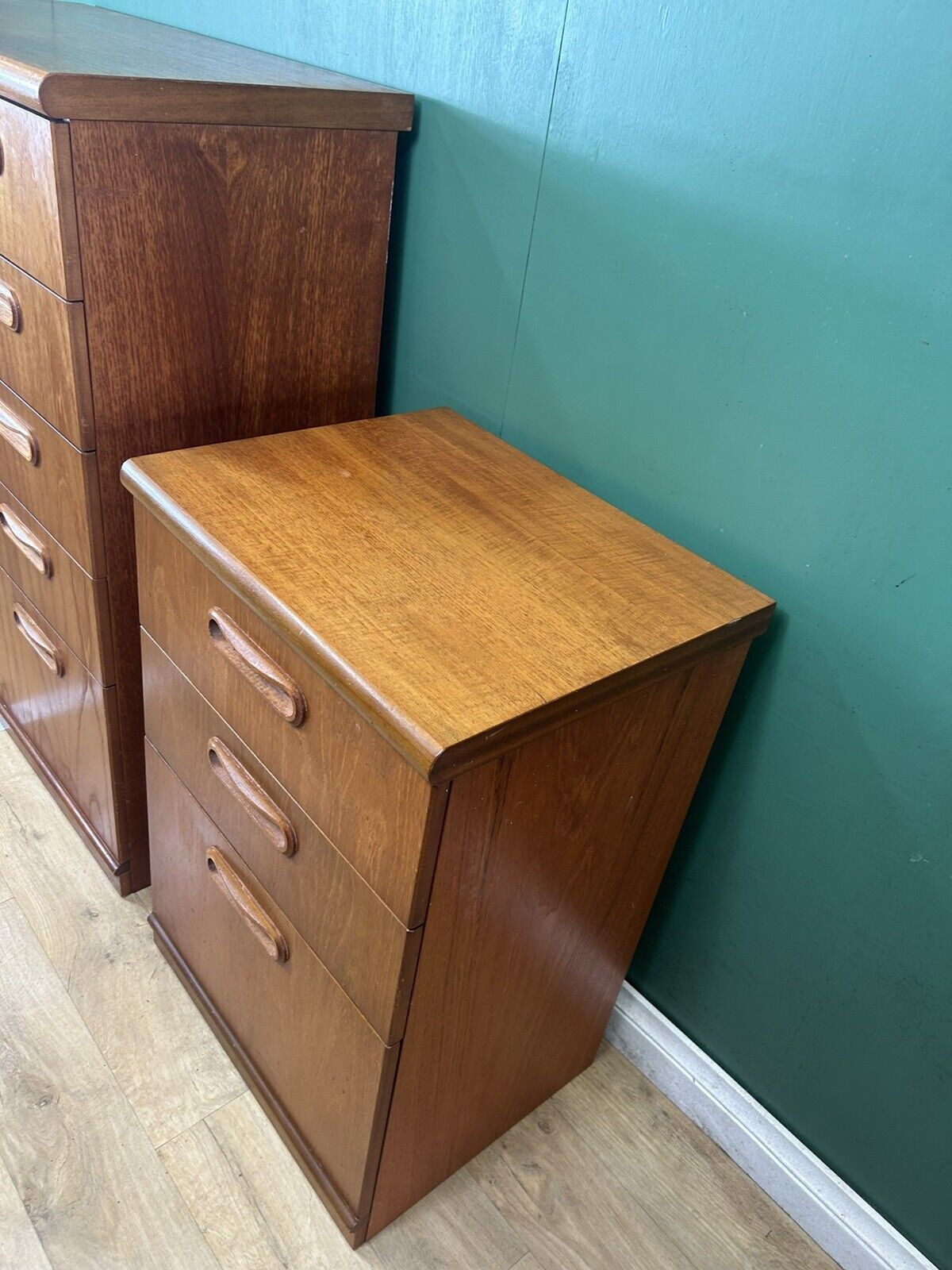 Retro Vintage Mid Century Teak Pair Of Two Chest Of Drawers By Meredew-Courier