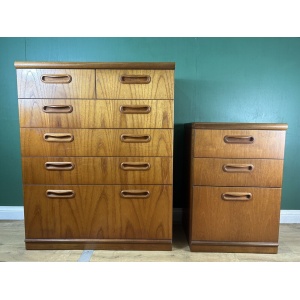 Retro Vintage Mid Century Teak Pair Of Two Chest Of Drawers By Meredew-Courier