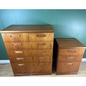 Retro Vintage Mid Century Teak Pair Of Two Chest Of Drawers By Meredew-Courier