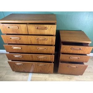 Retro Vintage Mid Century Teak Pair Of Two Chest Of Drawers By Meredew-Courier