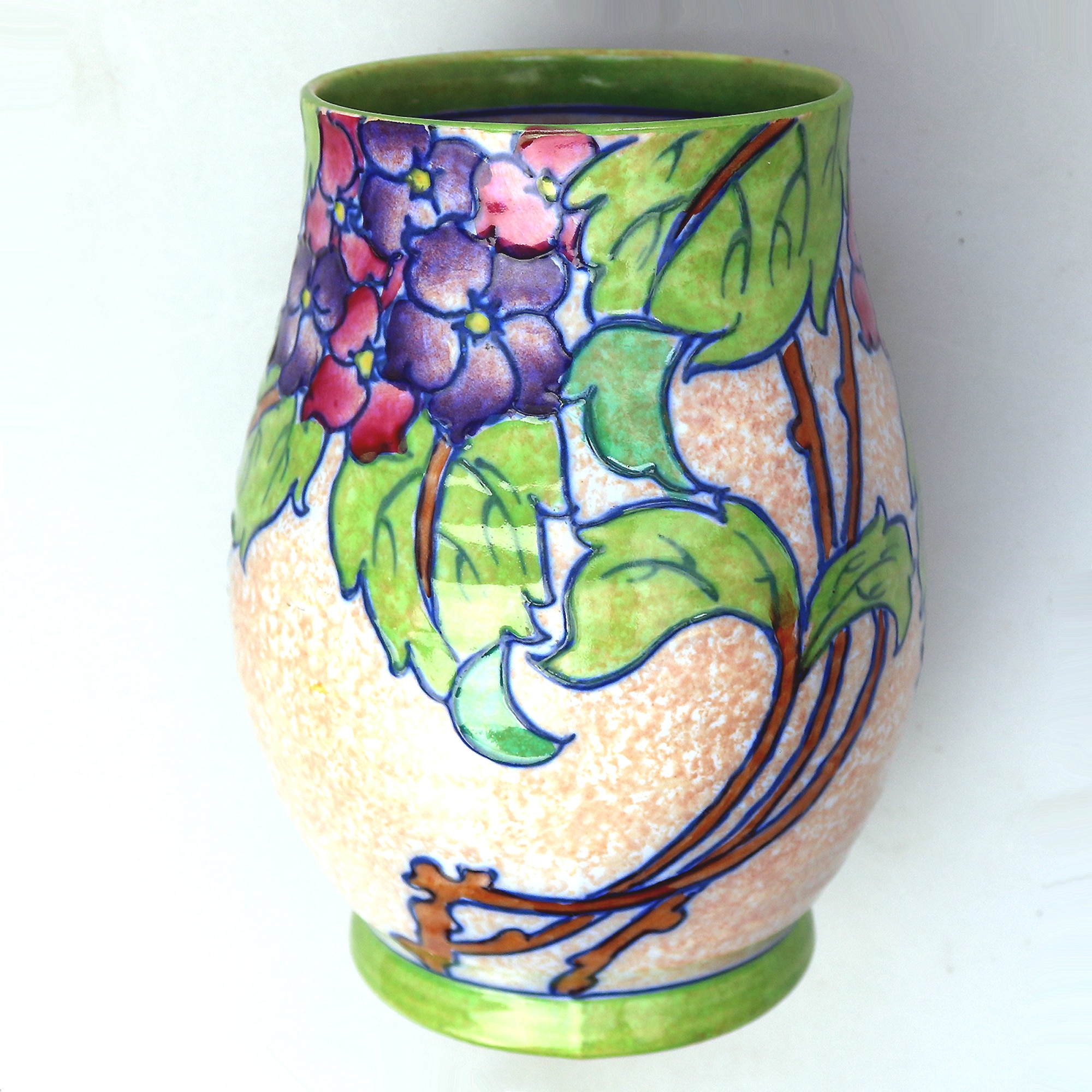 A good Art Deco art pottery Charlotte Rhead Crown Ducal floral Vase C.1930's