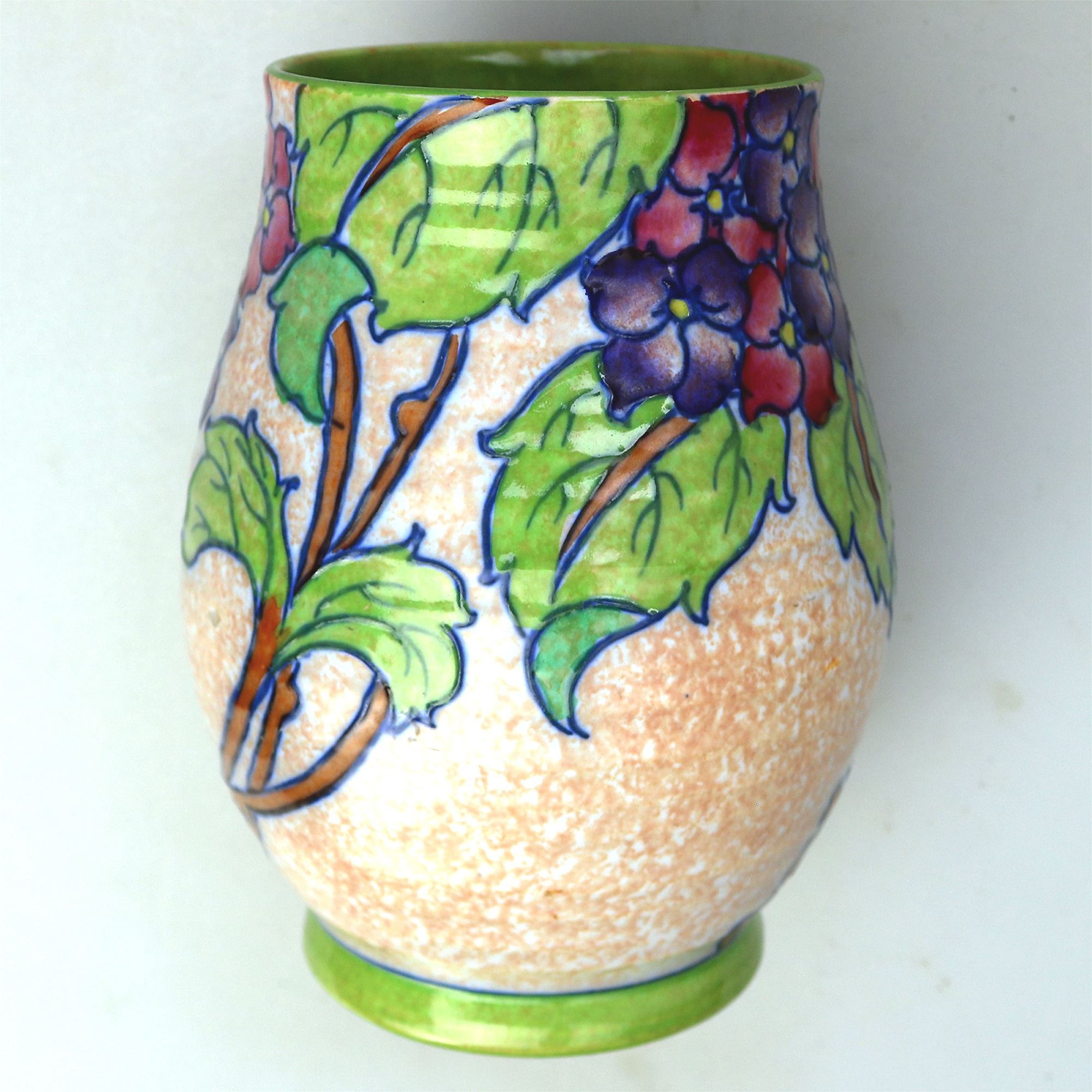 A good Art Deco art pottery Charlotte Rhead Crown Ducal floral Vase C.1930's