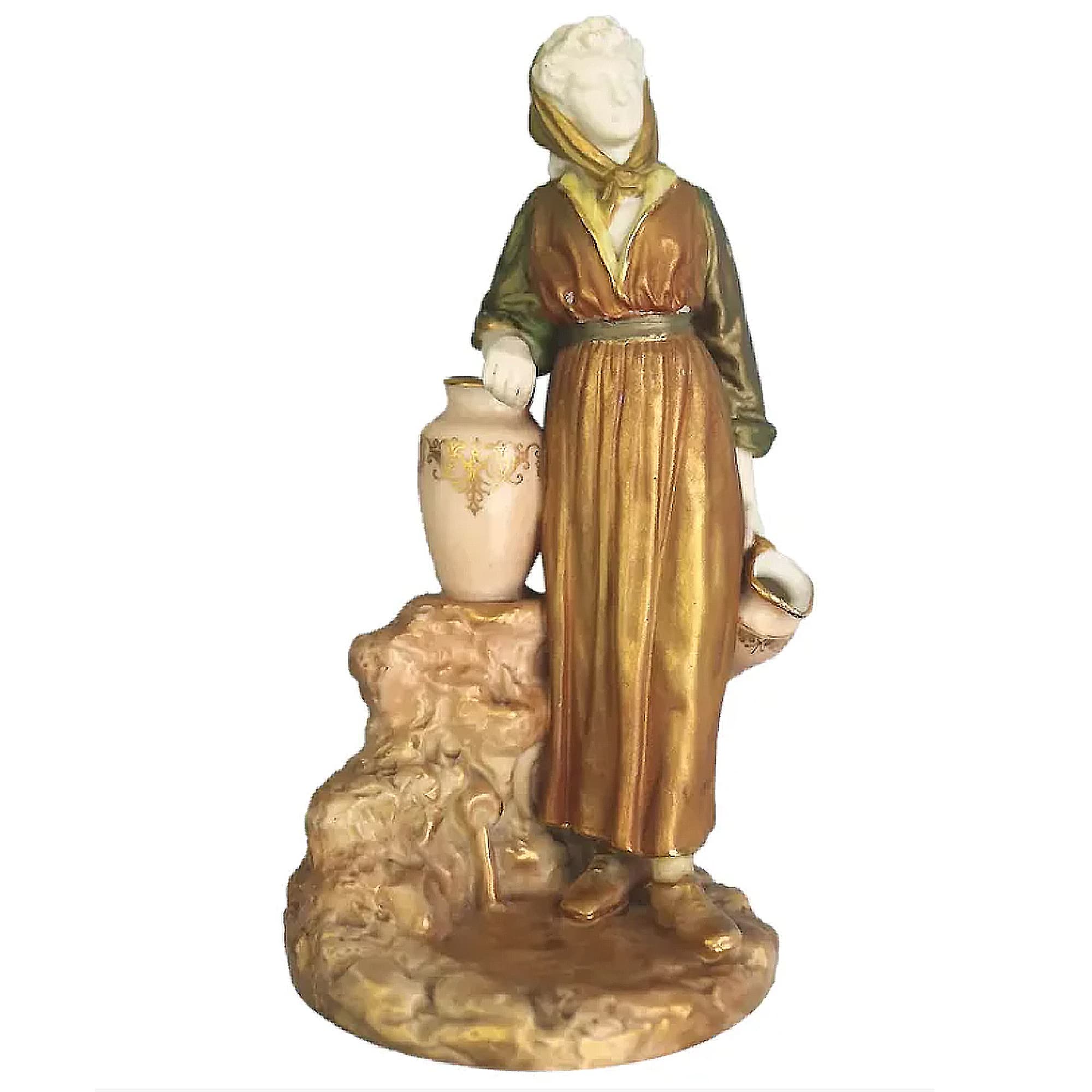 Antique Royal Worcester Porcelain gilt Figurine No.1810 Water Carrier C.1900