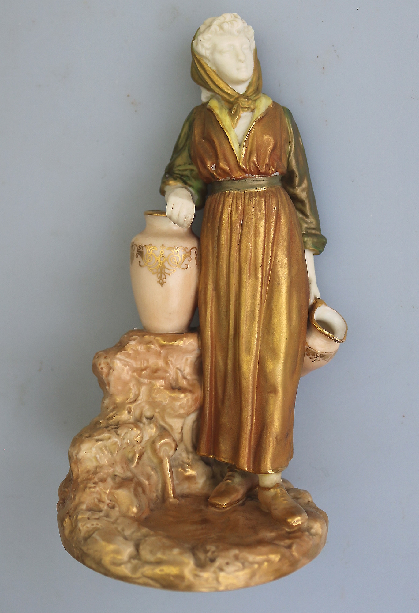 Antique Royal Worcester Porcelain gilt Figurine No.1810 Water Carrier C.1900