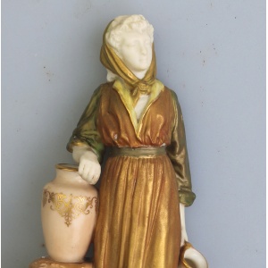 Antique Royal Worcester Porcelain gilt Figurine No.1810 Water Carrier C.1900