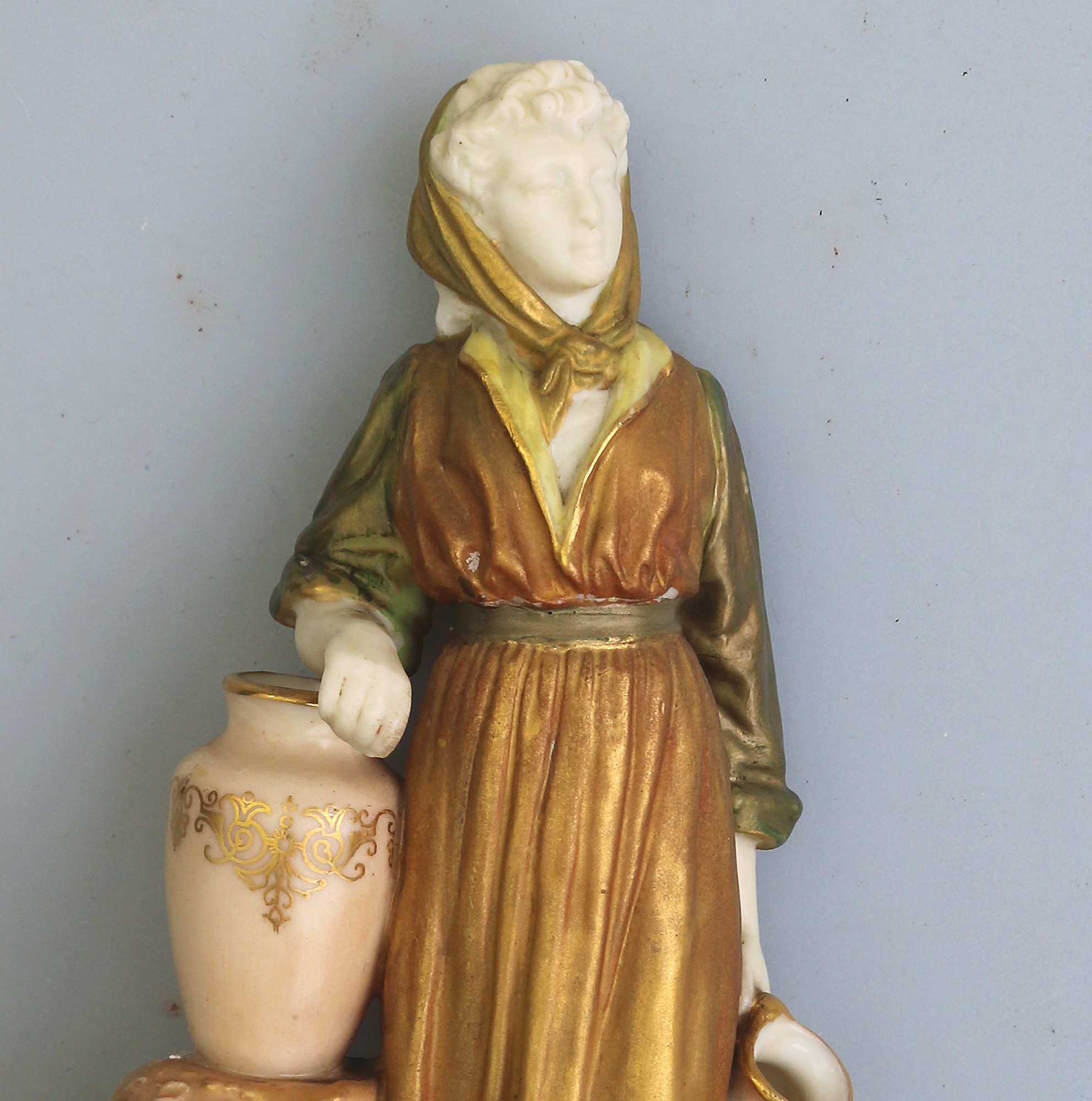 Antique Royal Worcester Porcelain gilt Figurine No.1810 Water Carrier C.1900