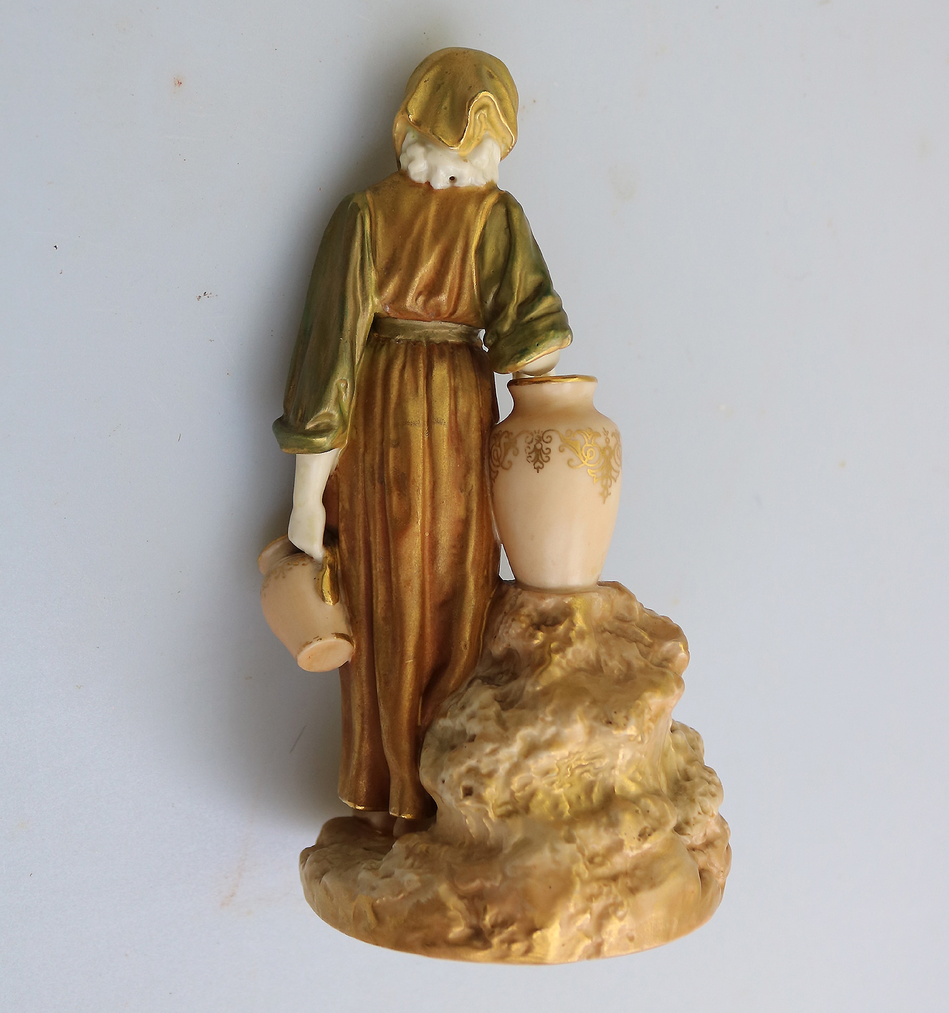 Antique Royal Worcester Porcelain gilt Figurine No.1810 Water Carrier C.1900