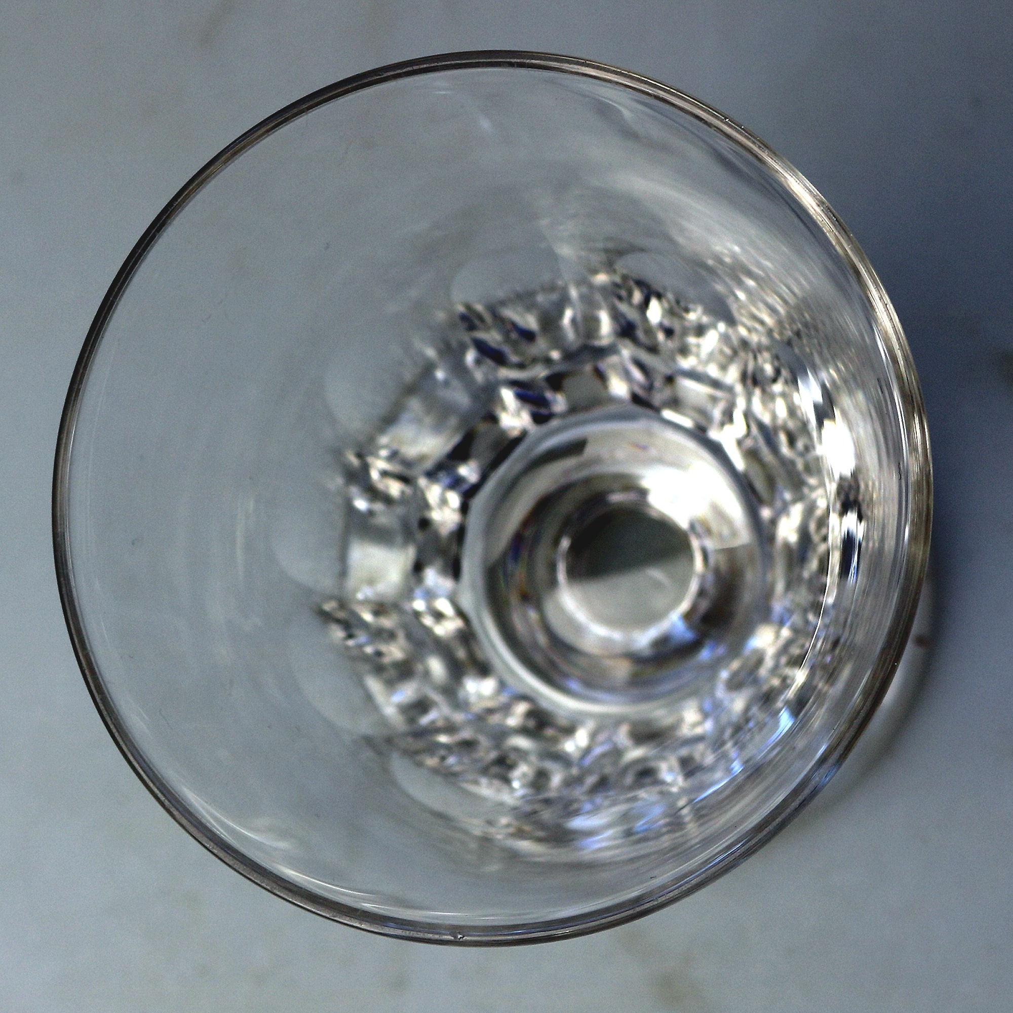 A larger antique stemware petal cut glass Rummer Goblet / Wine Glass 450g C.19thC