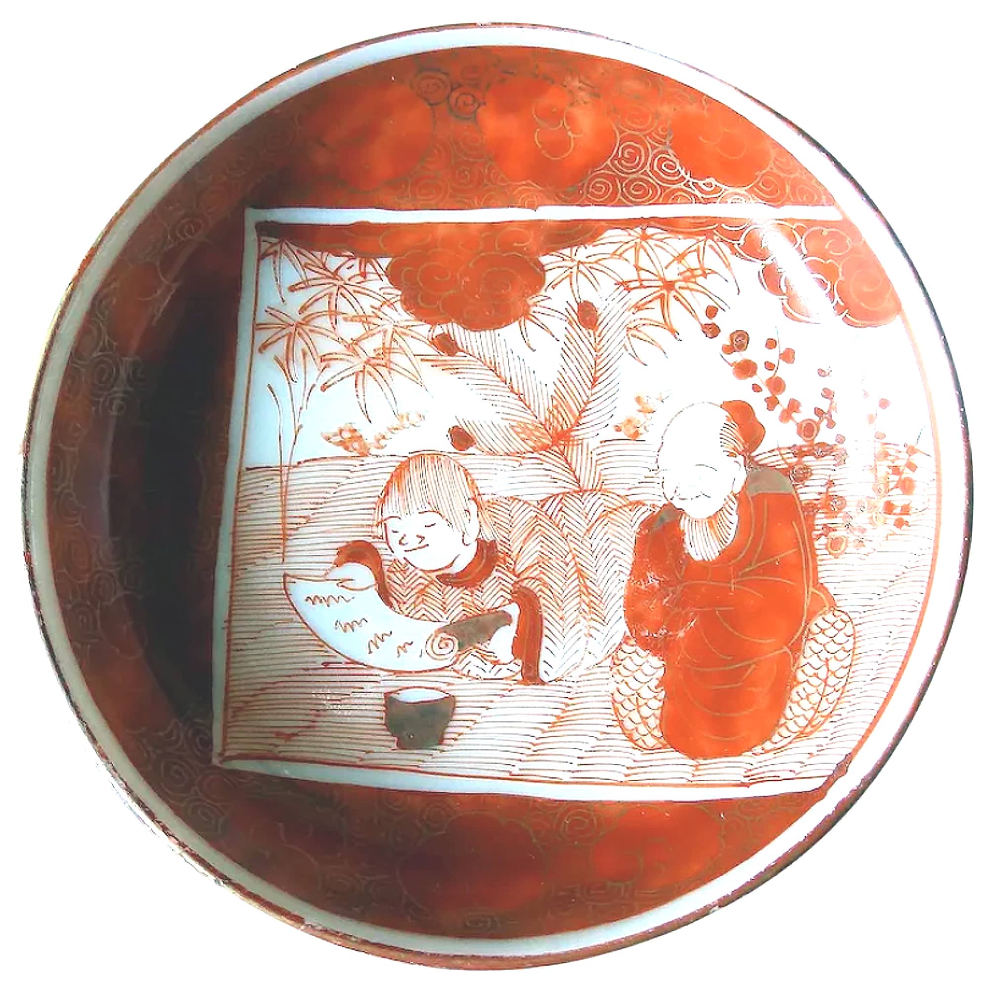 An antique Kutani Satsuma hand-painted ceramic Saki Spice Dish signed C.19thC