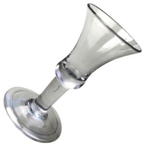 An antique Georgian folded foot & plain short tear drop stem Wine Glass C.18thC