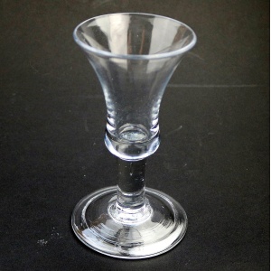 An antique Georgian folded foot & plain short tear drop stem Wine Glass C.18thC