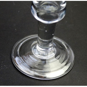 An antique Georgian folded foot & plain short tear drop stem Wine Glass C.18thC