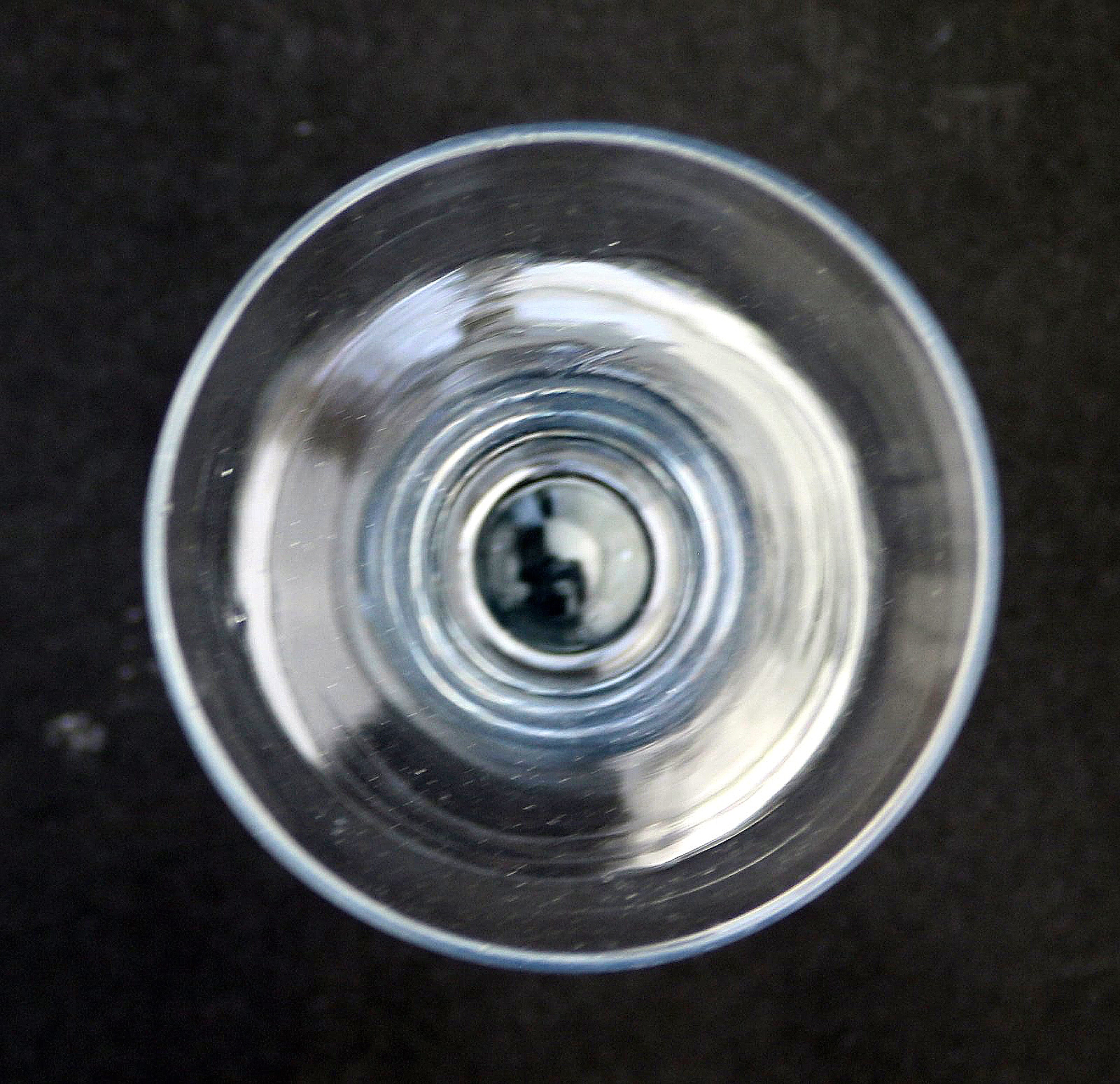 An antique Georgian folded foot & plain short tear drop stem Wine Glass C.18thC