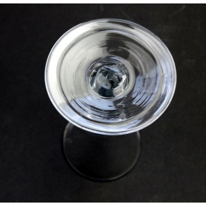 An antique Georgian folded foot & plain short tear drop stem Wine Glass C.18thC