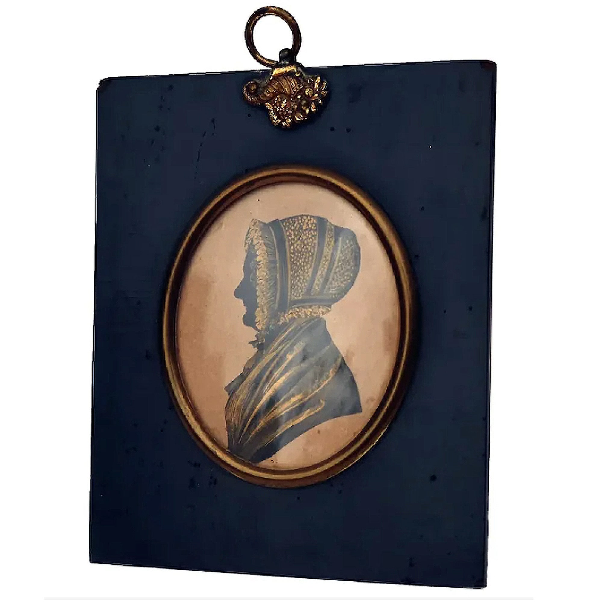An unusual antique Georgian bronzed Silhouette Portrait Miniature C.early 19thC