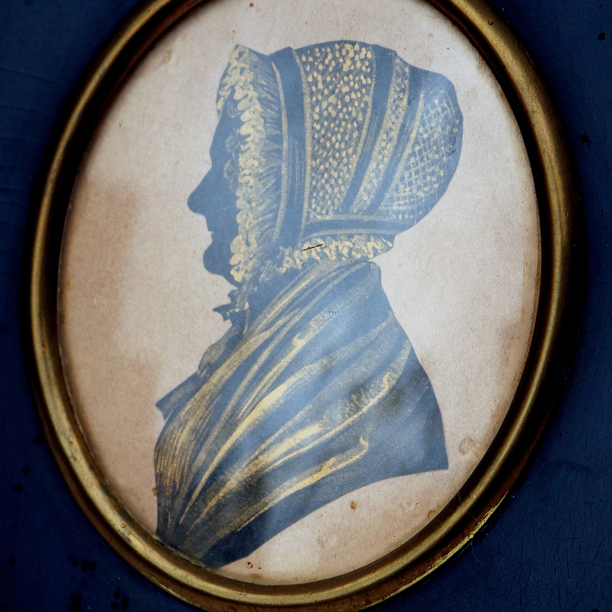 An unusual antique Georgian bronzed Silhouette Portrait Miniature C.early 19thC