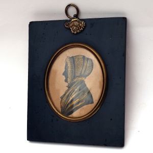 An unusual antique Georgian bronzed Silhouette Portrait Miniature C.early 19thC